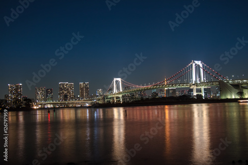 Night view of Rainbow Bridge in Odaiba  Tokyo Bay