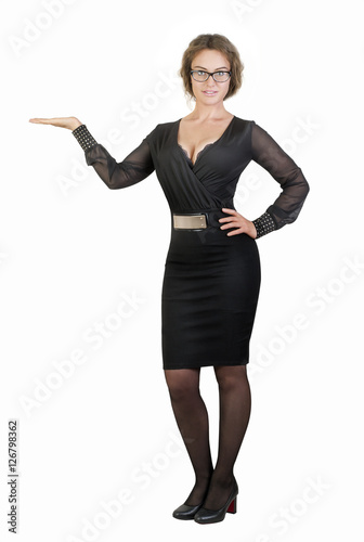 Obraz na płótnie Caucasian woman wearing brown dress standing on isolated background w salonie