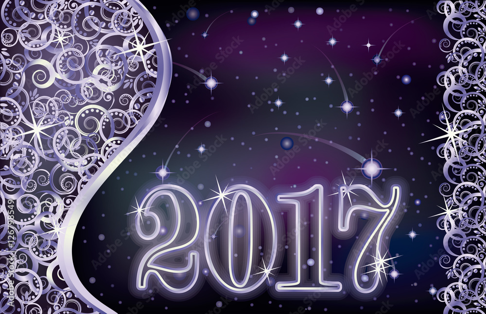 Happy new 2017 year silver card, vector illustration Happy new 2017 year silver card, vector illustration