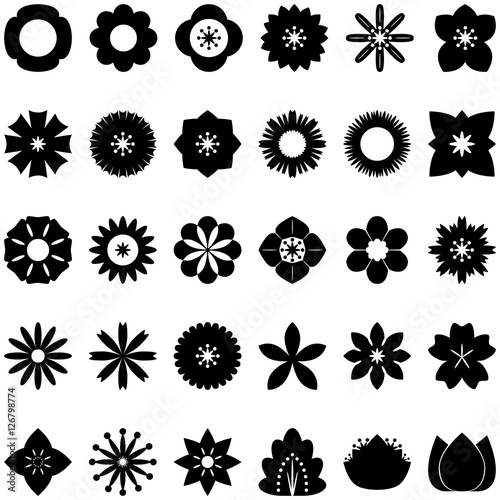 collection of flower icons, vector, flat icon on white background photo