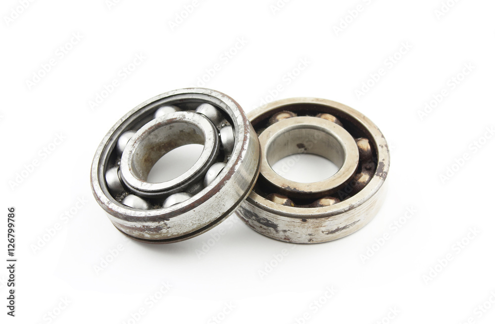 Two old rusty bearing on a white background Two old rusty bearing on a white background