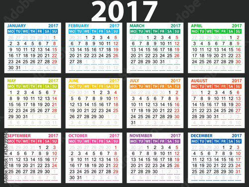 simple calendar 2017