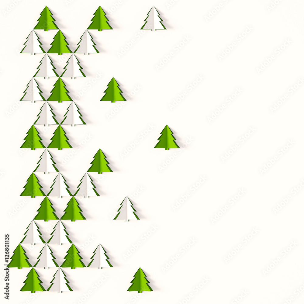 Obraz premium Christmas tree card background , paper cut style