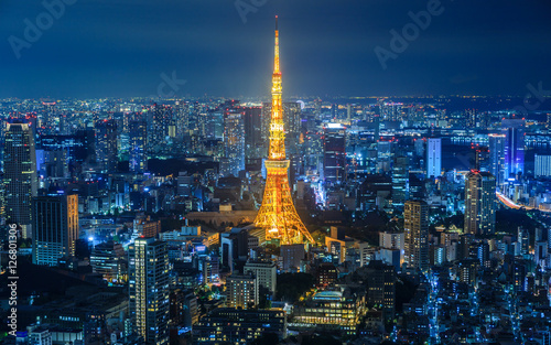 Tokyo city at night, Japan