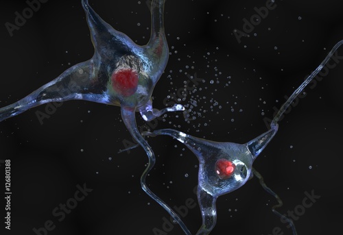 nerve cell with nucleus 3d illustration photo