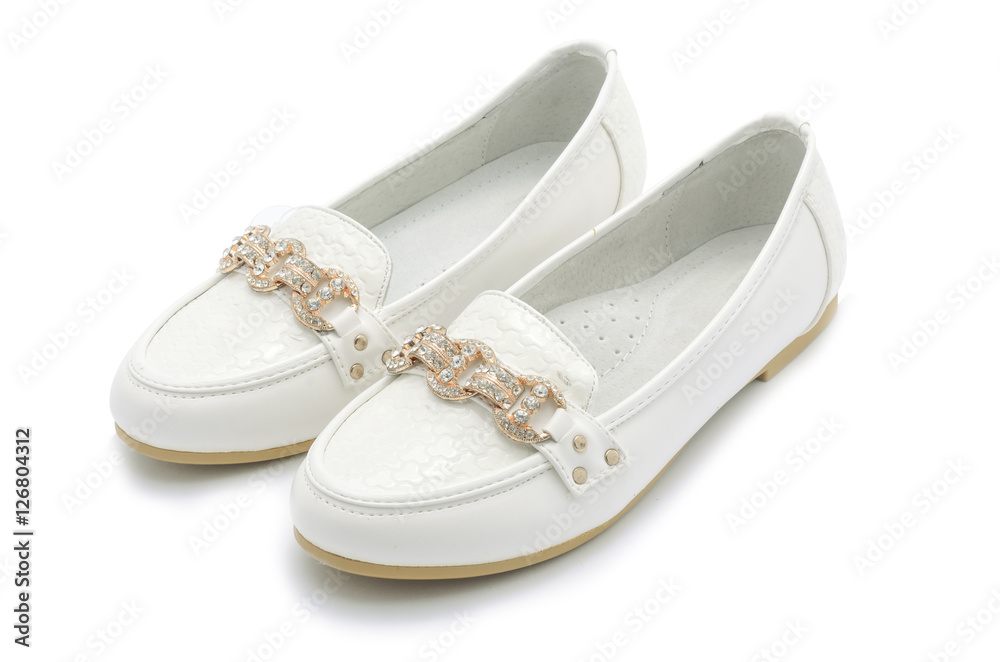 Obraz premium White moccasins isolated on white