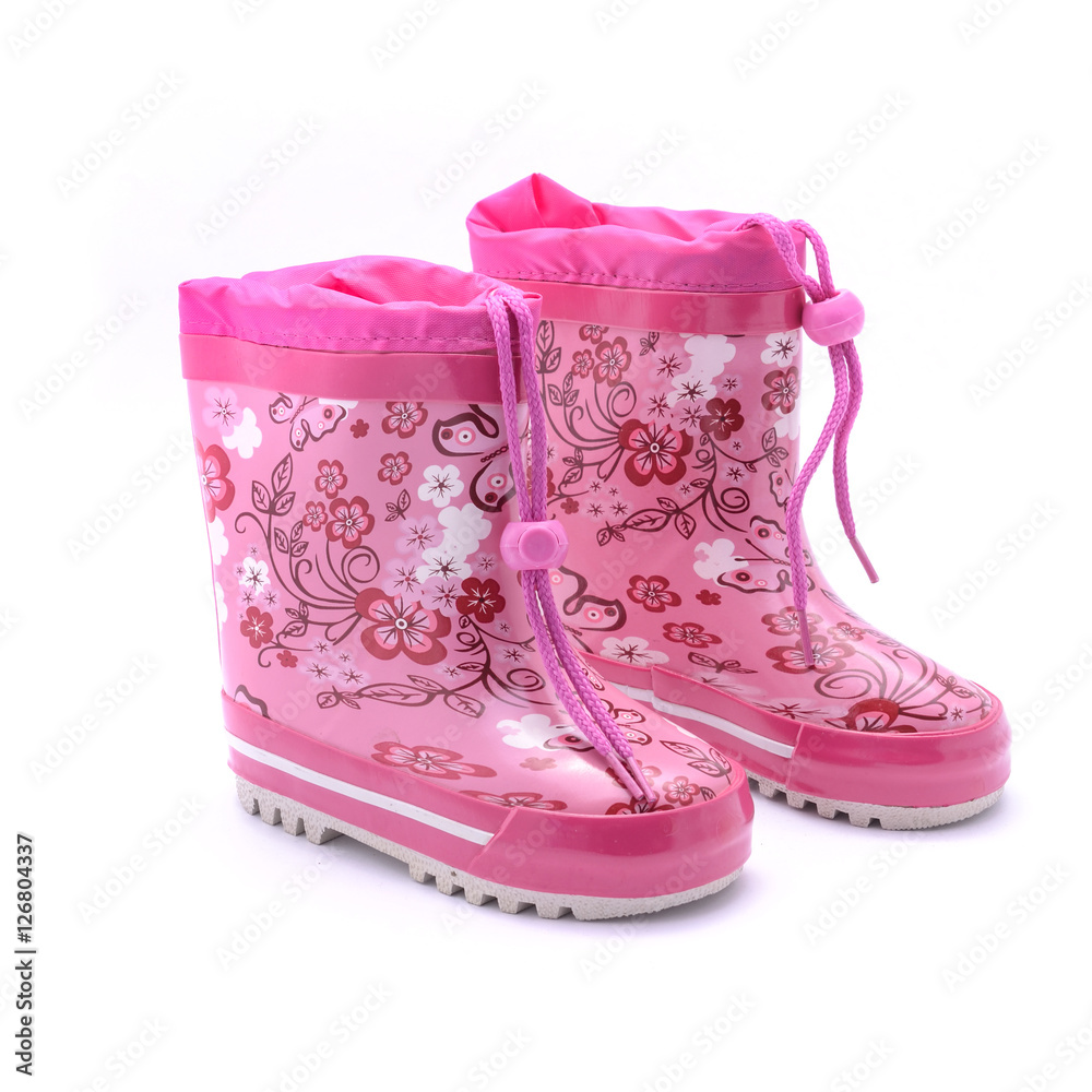 pink rubber boots isolated on white pink rubber boots isolated on white