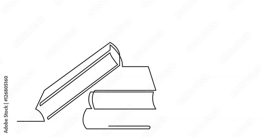 animation of continuous line drawing of books animation of continuous line drawing of books