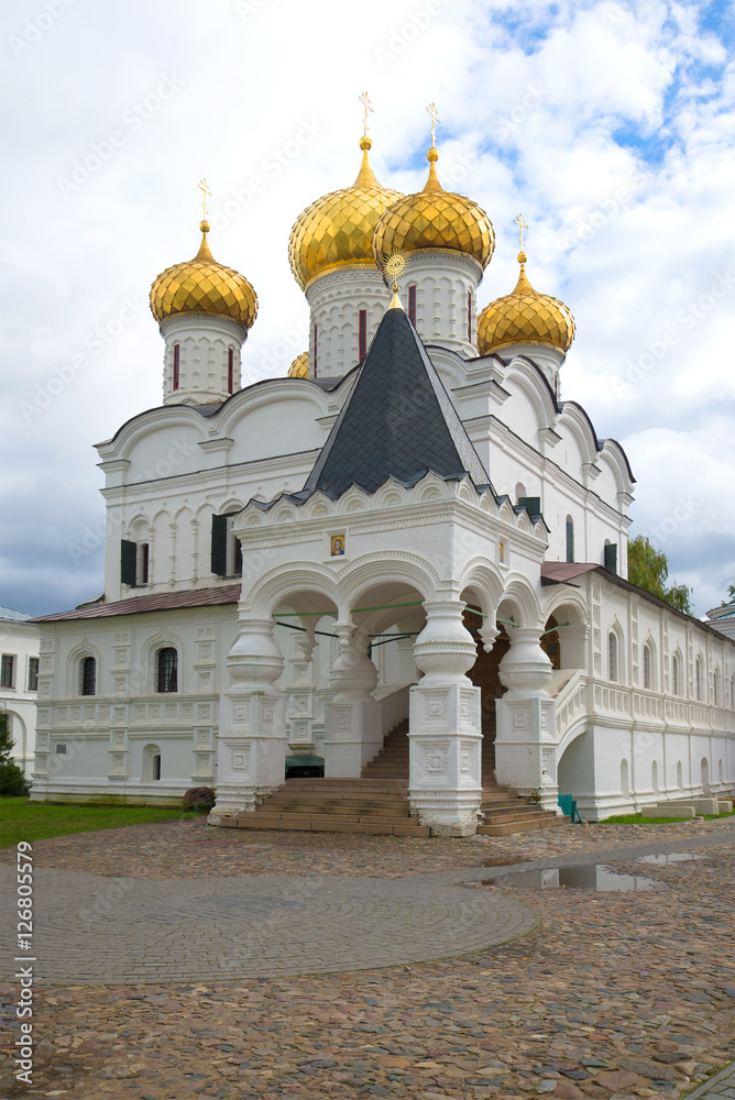 At Trinity Cathedral of Ipatiev Monastery in the gloomy September afternoon. Kostroma, Golden Ring of Russia