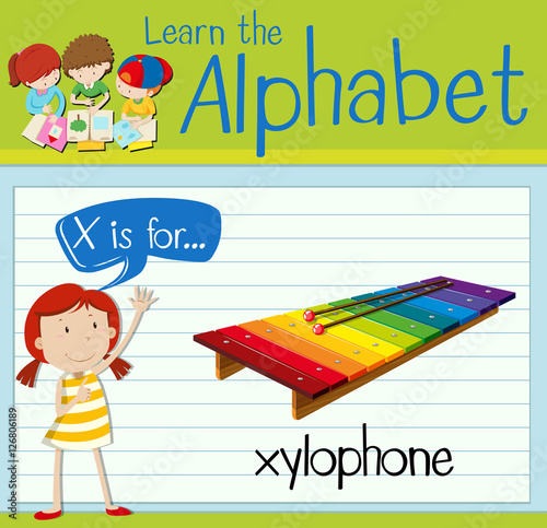 Flashcard letter X is for xylophone