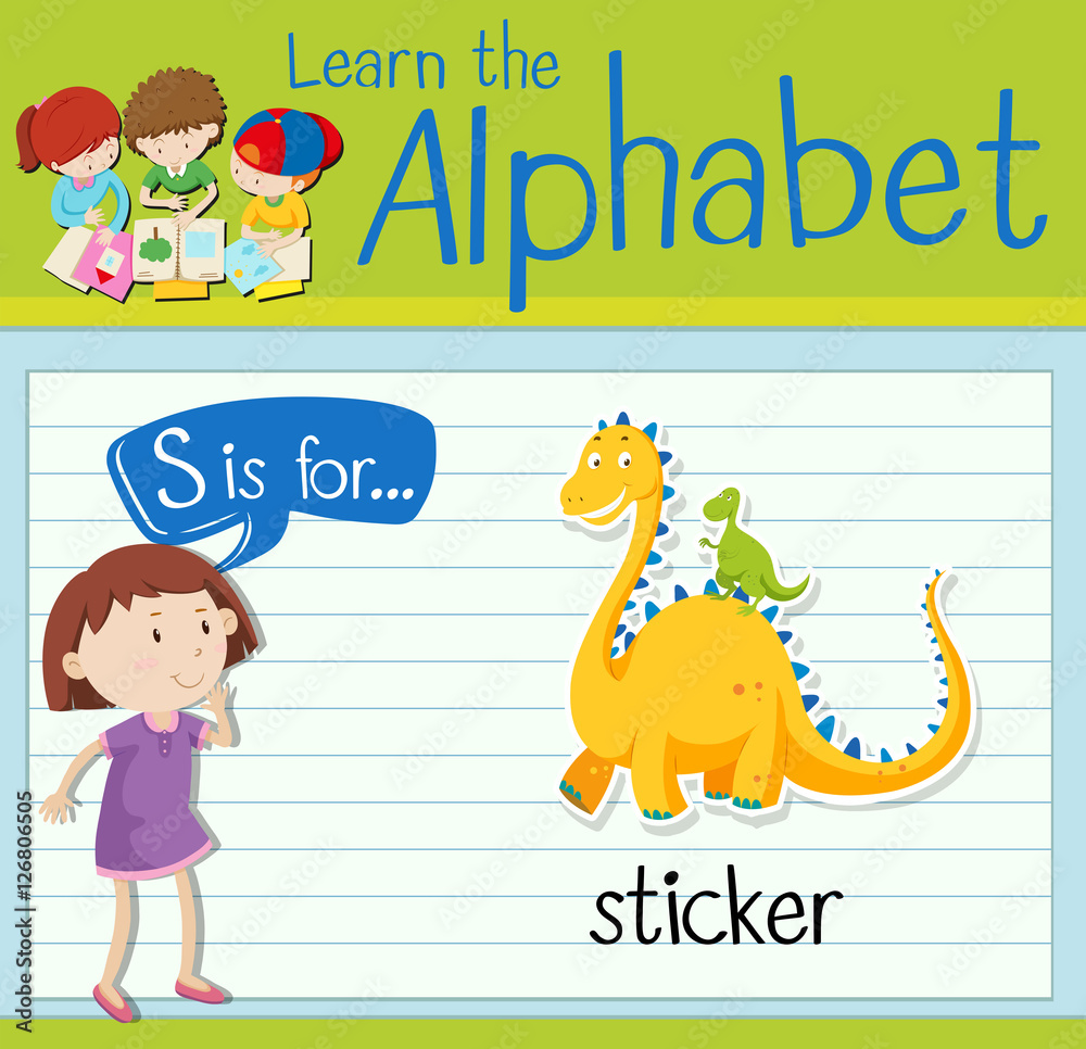 Fototapeta premium Flashcard letter S is for sticker
