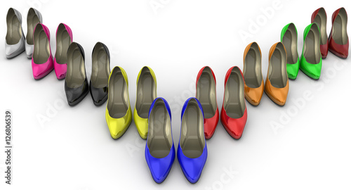 Разноцветные женские туфли на высоком каблуке