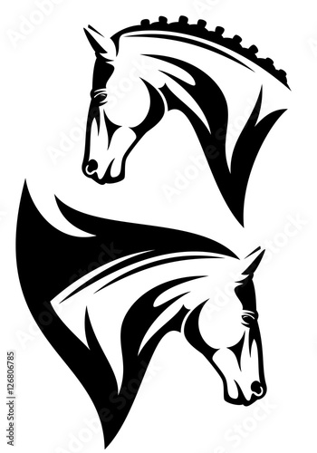profile horse head black and white vector design