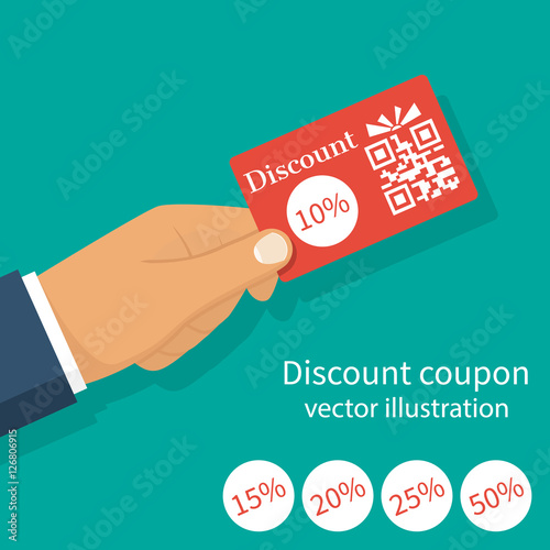 Discount coupon hold in hand