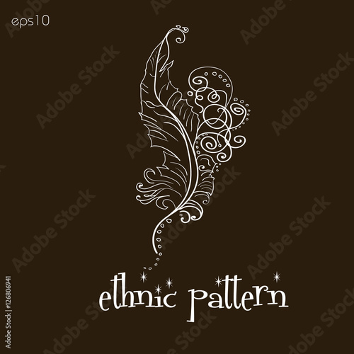 Ethnic pattern handmade feather
Abstract decoration folk art style on body painting henna tattoo design author point curl a white pattern brown background text eps10 vector illustration Stock
