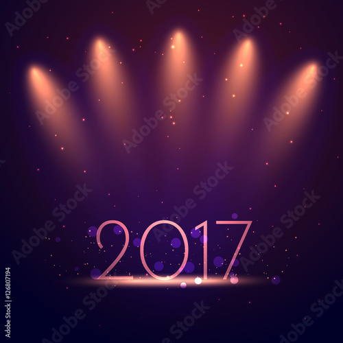 background of 2017 new year with shiny studio lights