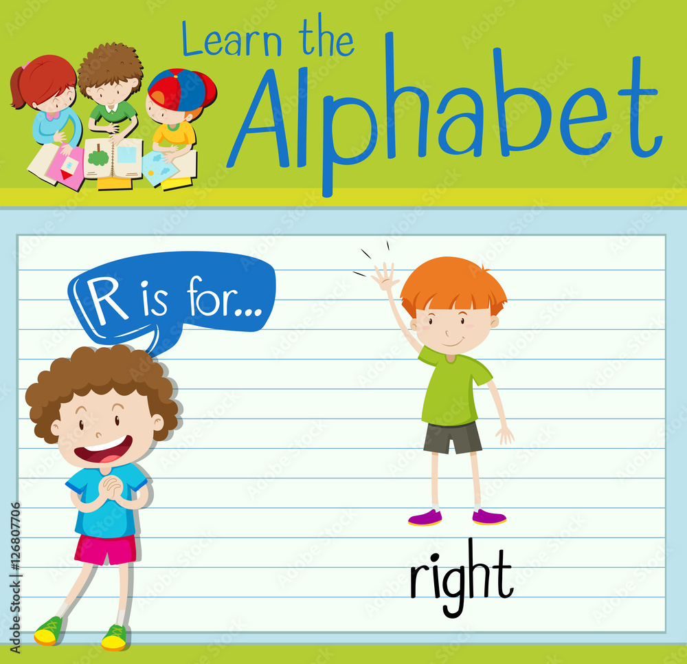 Flashcard letter R is for right Flashcard letter R is for right