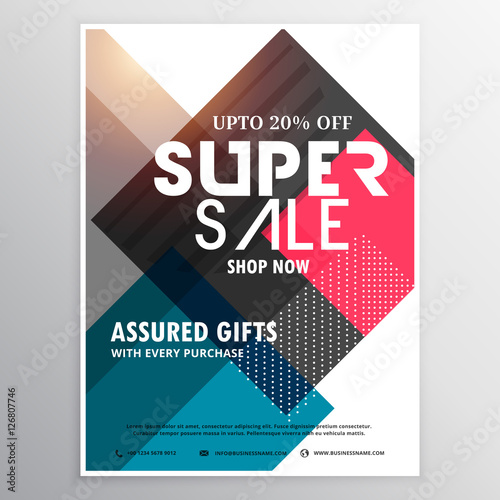 super sale promotional brochure template with abstract geometric