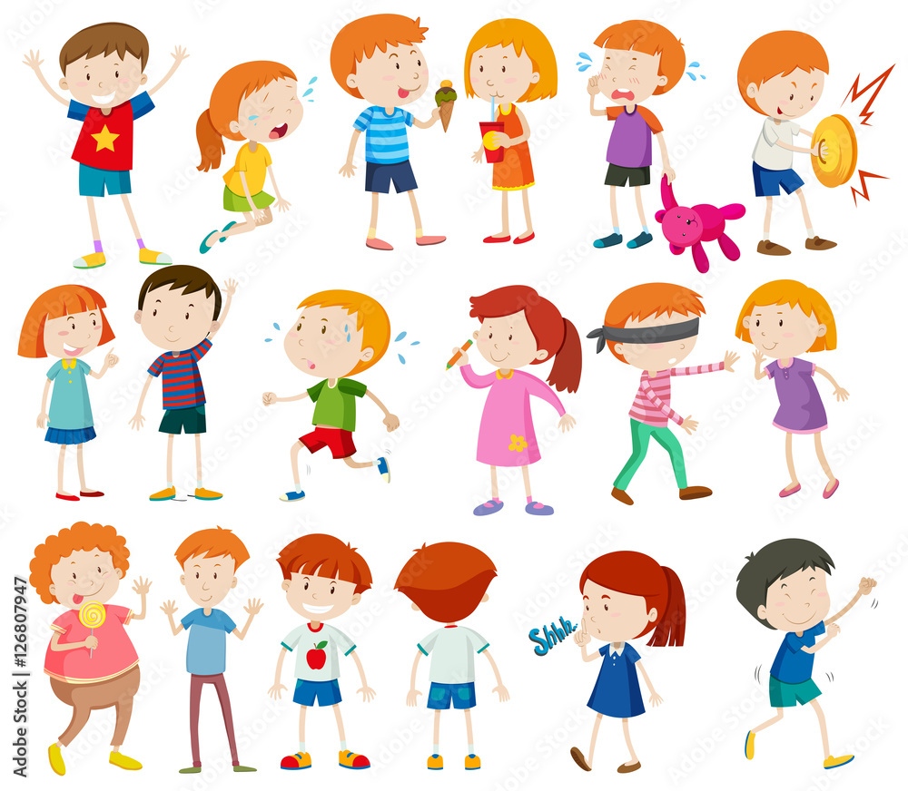 Boys and girls doing different activities Boys and girls doing different activities