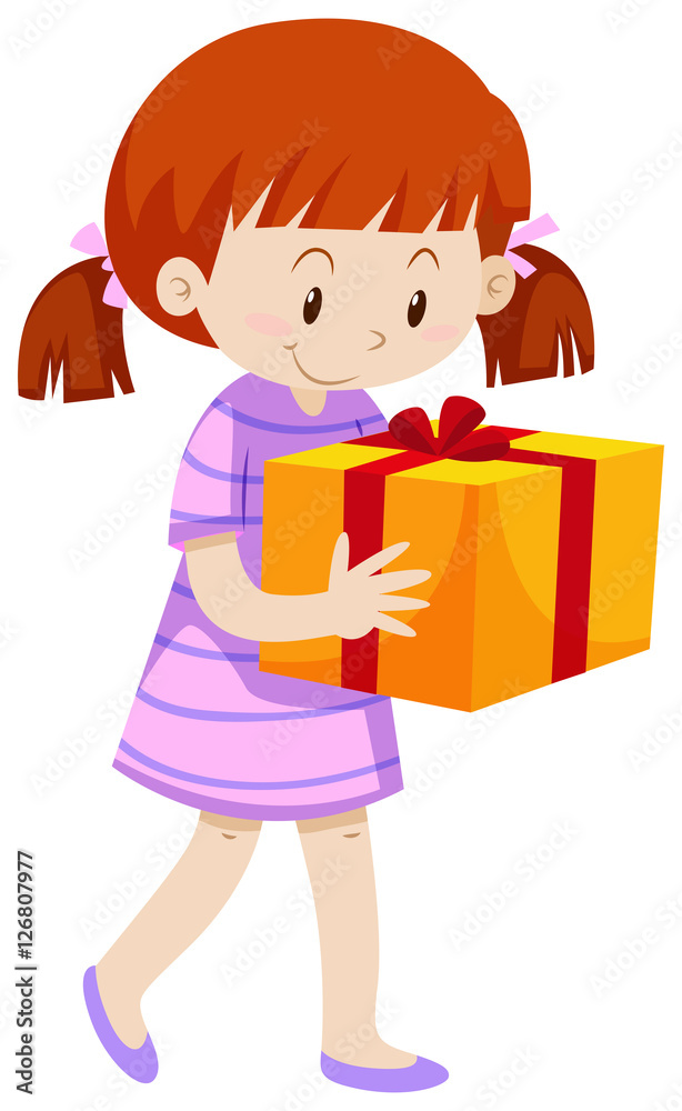 Little girl with present box