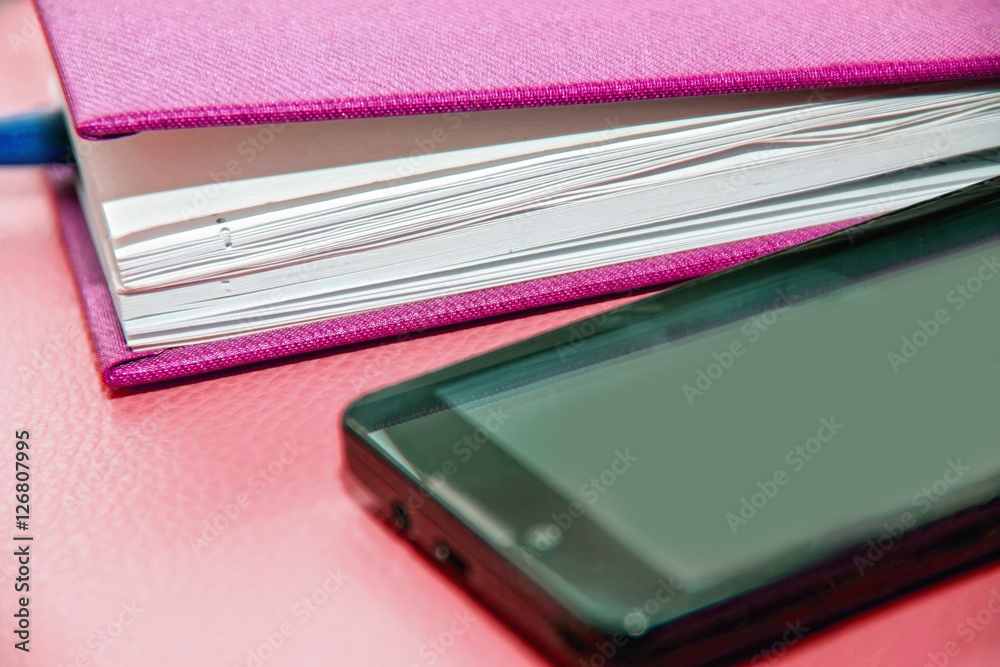 notebook, diary and mobile phone, pen and smartphone and laptop notebook, diary and mobile phone, pen and smartphone and laptop