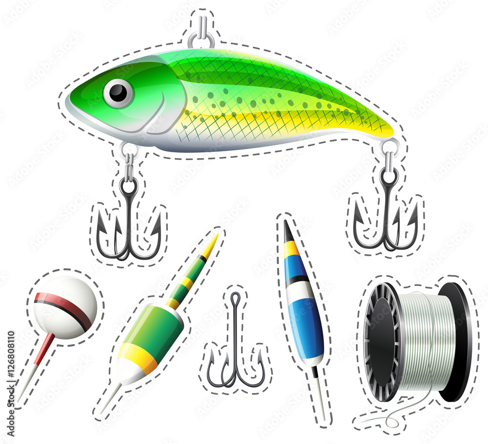Fishing equipment with hooks and floats
