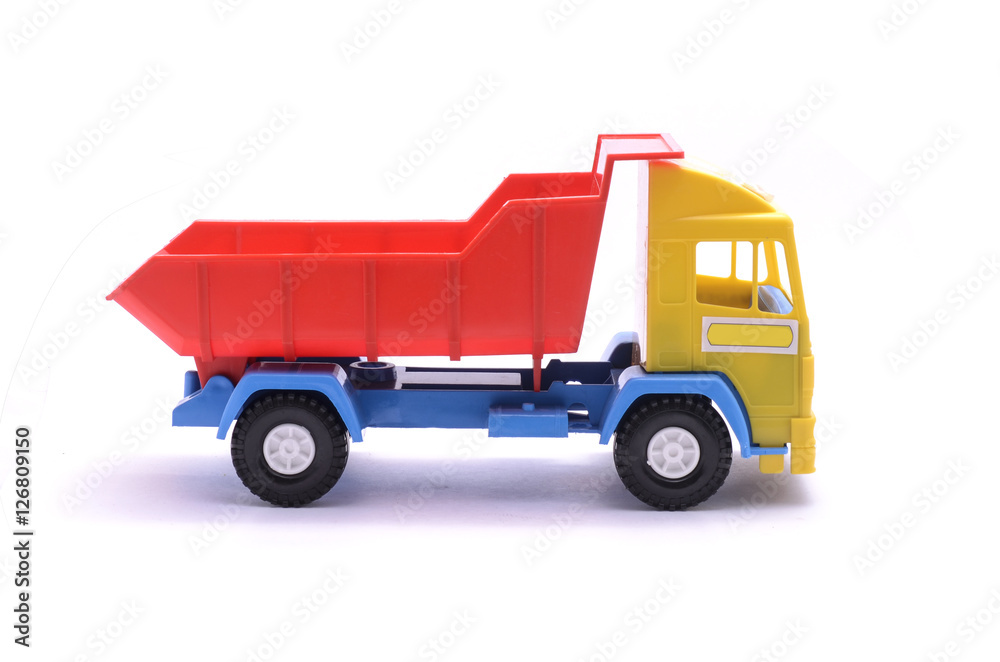 toy dump truck isolated on white