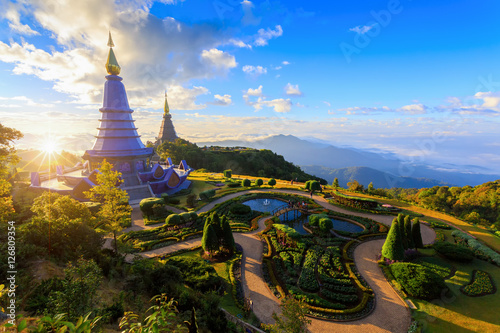 Landscape of two pagoda (noppha methanidon-noppha phon phum siri stupa) in an Inthanon mountain, chiang mai, Thailand © Getty Gallery