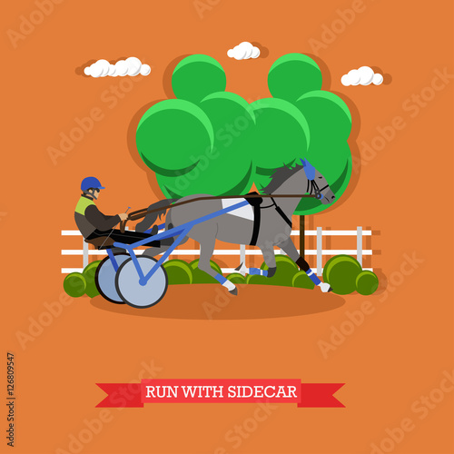 Harness horse racing, vector design