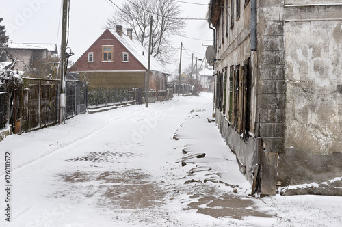 Snowfall in the city streets © vinbergv