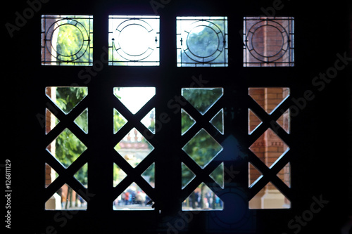Silhouette of old window from the inside