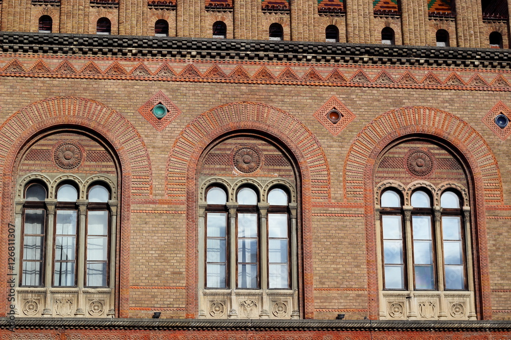 Windows in a red brick wall, Hogwarts Ukraine