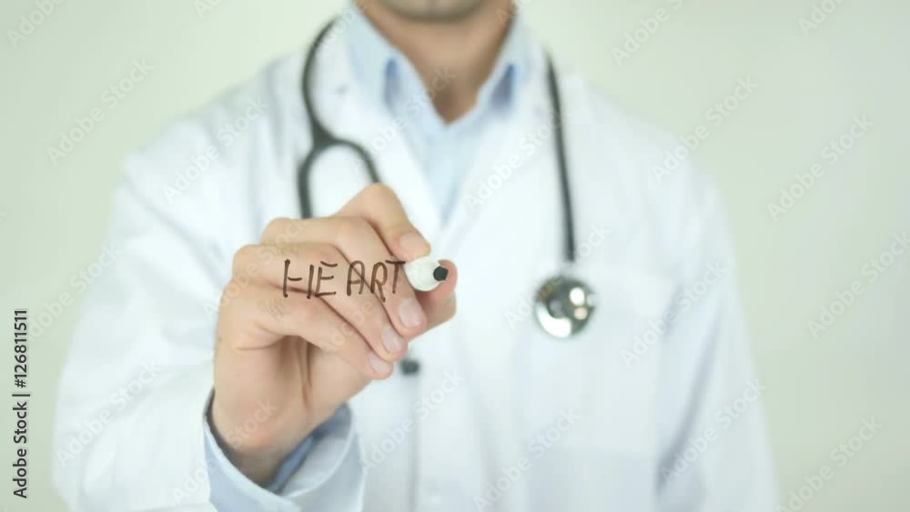 Heart burn , Doctor Writing On Transparent Screen Heart burn , Doctor Writing On Transparent Screen