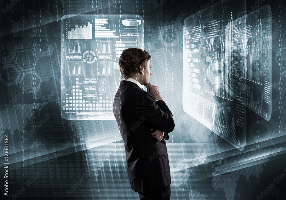 Businessman using modern technologies Businessman using modern technologies