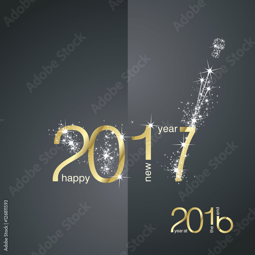 New Year 2017 The End 2016 gold black vector