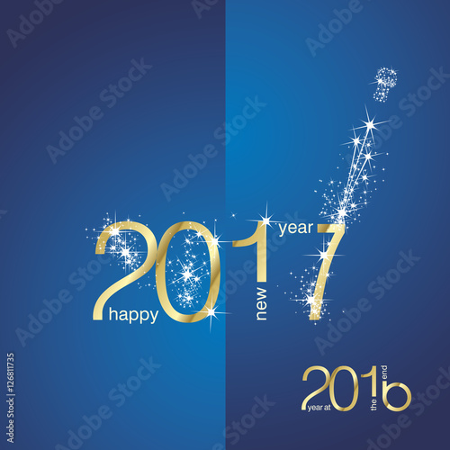 New Year 2017 The End 2016 gold blue vector