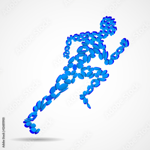 Abstract running man from circles, beautiful silhouette