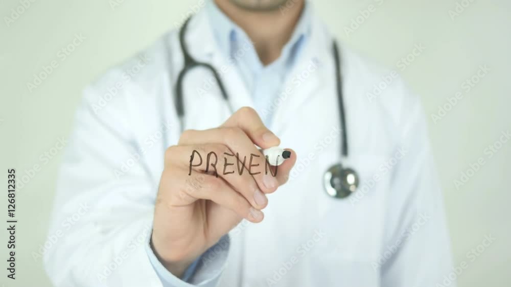 Prevention , Doctor Writing On Transparent Screen