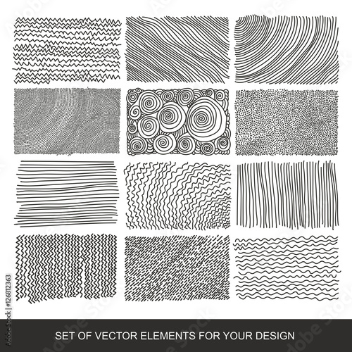 Collection of textures, brushes, graphics, design element. Hand-