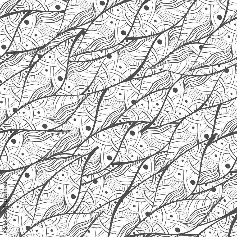 Fototapeta premium black and white seamless vector pattern. Hand drawn illustration. Doodles, zentangle vector pattern. Eps10