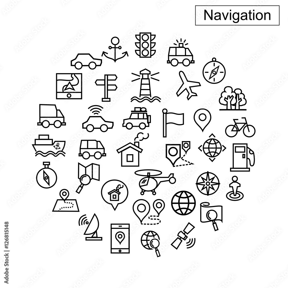 Navigation icons vector. Navigation icons vector.