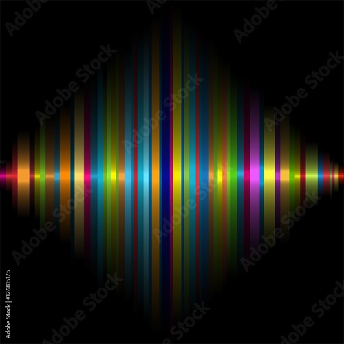 bunter Lichterbogen viereckig mit Regenbogenfarben im Farbverlauf auf schwarzen Hintergrund - Grafik Vektor Farbspiel