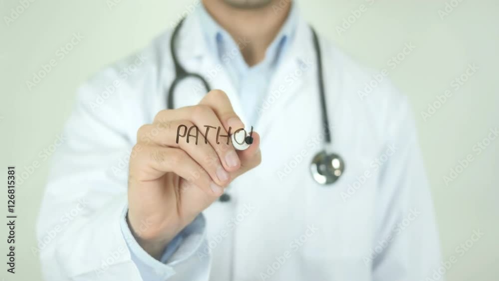 Pathology , Doctor Writing On Transparent Screen