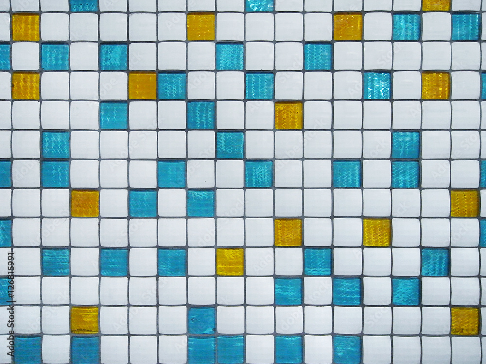 青 黄 白の四角の大理石のタイルのパターンのテクスチャblue Yellow White Square Marble Tile Pattern Texture Stock Photo Adobe Stock
