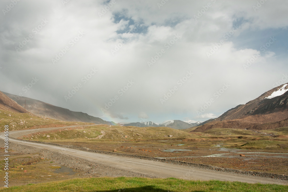 Mountain road after rain in rainbow Mountain road after rain in rainbow