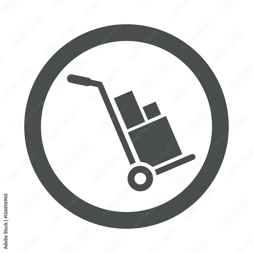 Icono plano carretilla de carga en circulo color gris Icono plano carretilla de carga en circulo color gris