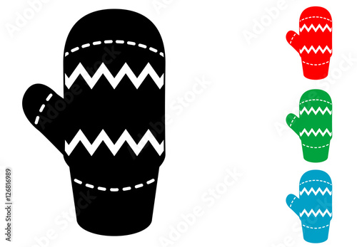 Icono plano manopla invierno en varios colores