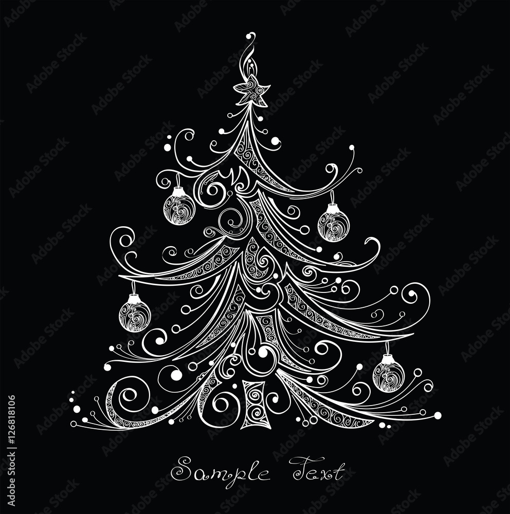 Black and white Christmas tree vector illustration Black and white Christmas tree vector illustration