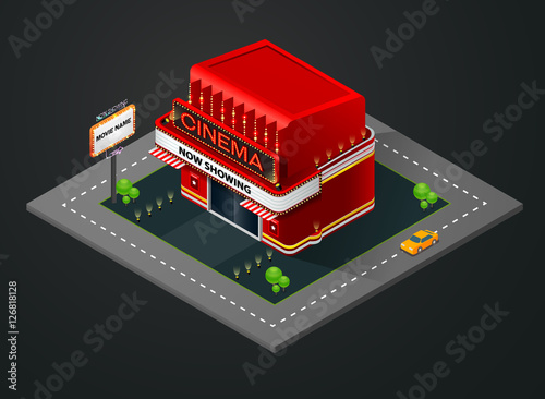 Vector isometric cinema building