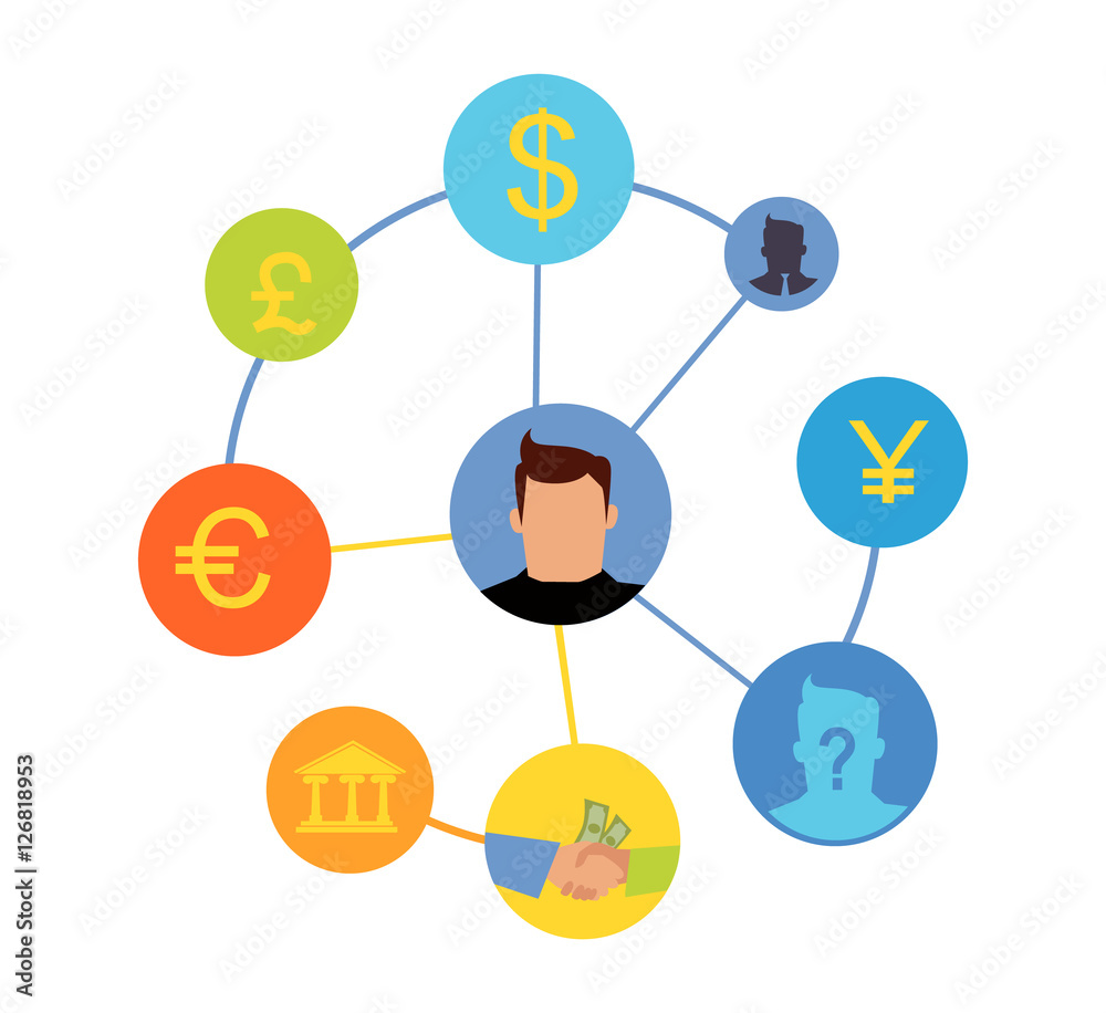International Currency Exchange Vector Concept. International Currency Exchange Vector Concept.